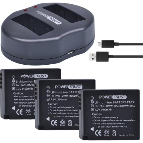 3Pcs DMW-BLG10 DMW BLG10 DMW-BLE9 BLE9 BLE9E Camera Battery+ Dual USB Charger for Panasonic Lumix DMC GF6 GX7 GF3 GF5 GX80