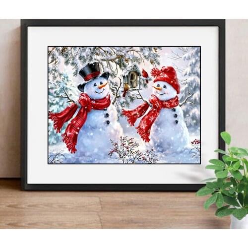 Diamond Painting Cross Stitch Snowman Full Diamond Embroidery Square Diamond Mosaic Pictures Rhinestone Needlework