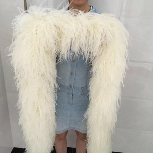 Free Shipping 1Pcs/lot 200cm(79") cream Ostrich Feather Strip Wedding Feather Boa