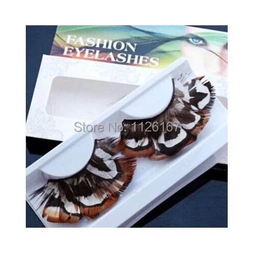 Freeshipping new arrival charming sweet feather false eyelash turquoise ultra long feather party eyelases make up extension