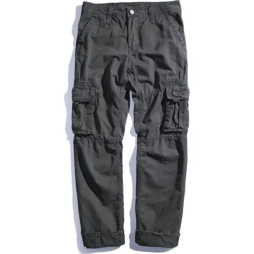 2021 New Pants Cotton Full Length Khaki Cargo Pants Men Black Army Military Pockets Pants Casual Men Big Size Pants Men Trousers