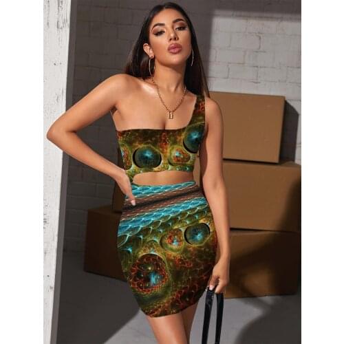 Giyu Brand Colorful Dresses Women Snake Skin 3d Print Abstract Halter Sleeveless Psychedelic Vestido Sexy Womens Clothing Club