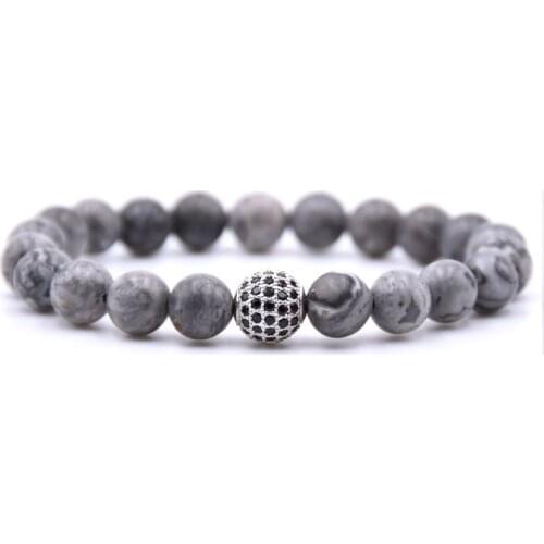 HYHONEY 8mm beads stone Bracelets for women Micro Pave CZ 10mm Disco Ball Charms Bracelet men jewelry bileklik