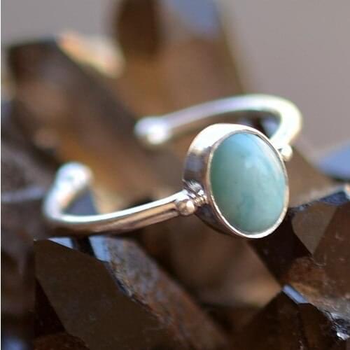 Stone Boxes Larimar Stone Silver Ring-Aligning