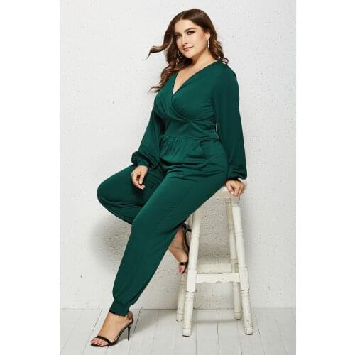 2020 Best Selling Plus Siz 5XL Overalls Rompers Jumpsuit Ankle Length Summer Gift Party Casual Deep V Neck
