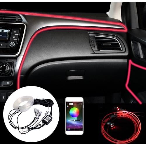 LEEPEE RGB App Control Car-styling Car Interior Light 6 Meter Fiber Optic Atmosphere Lamps Remote Control