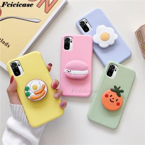 Note 10 4G Cute Cartoon Silicone Case For Xiaomi Redmi Note 10 Pro Soft TPU Cover Phone Holder Cases Stand Bags