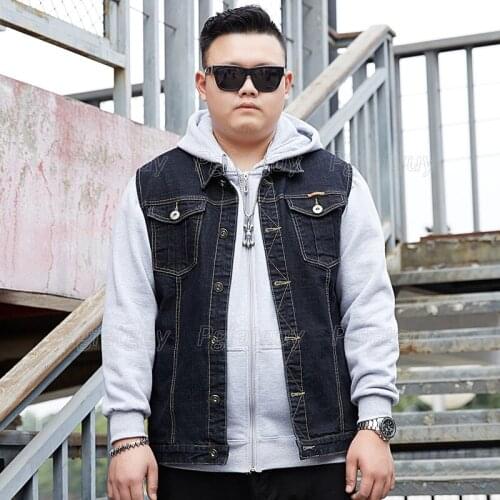 Mens Jeans Vest Fashion European Style Cowboy Waistcoat Sleeveless Jacket Top Quality Denim Jacket 2021 Plus Size 8XL 7XL 6XL