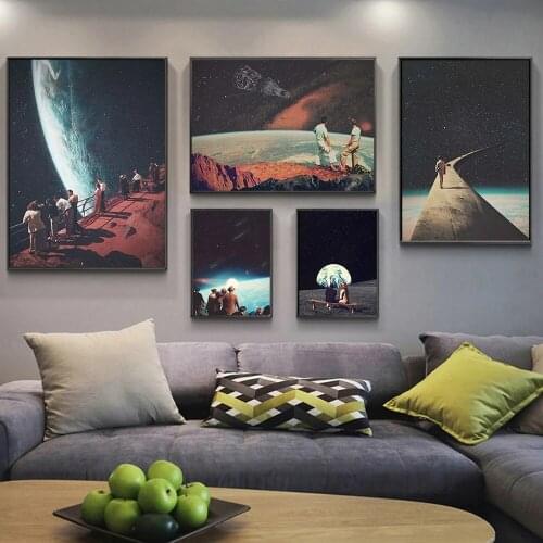 Science Fiction Pictures Vintage Soviet Space Posters and Prints Night Sky Universe Earth Galaxy Wall Art for Home Decor Cuadros