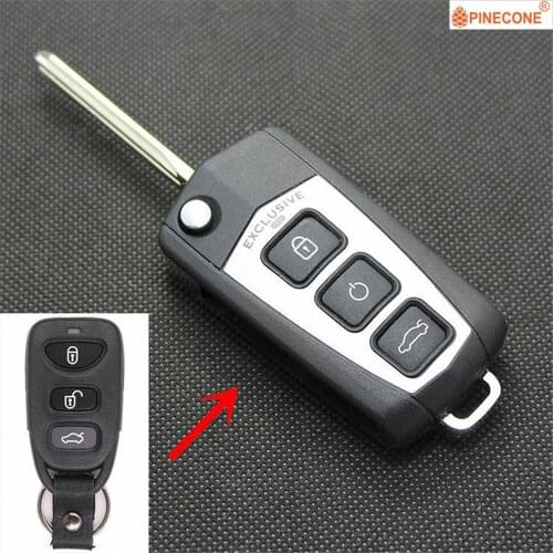 PINECONE for Hyundai Sonata Nf Car Key Case 3 Buttons Uncut Brass Blade Modified Remote Car Key Fob Shell