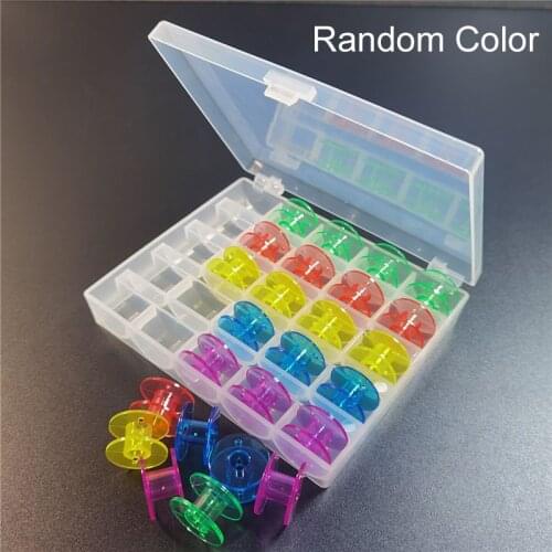 25pcs Random Color Colorful Plastic Shutter Core Sewing Machine Bobbins For DIY Apparel Sewing Accessories