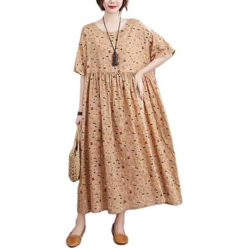 ARCSINX Mori Girl Dress Women Plus Size 4XL 5XL 6XL Summer Dresses And Sundresses Woman Cotton Floral Womens Dress Oversized