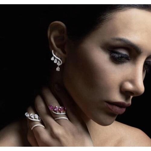 Luxury waterdrop Cube Zircon Crystal CZ Long Dangle Earrings For Women African Bridal Earring aretes de mujer modernos E9193