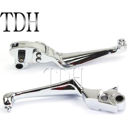 Motorcycle Skull Clutch Brake Lever Handle Chrome For Harley Softail Dyna 1996-13 Sportster 1996-03 Touring Road King 1996-2007