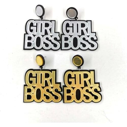 Duftgold Punk Rock Gold Letter Pendant Earring Fashion Creative Temperament Earrings for Women Office Jewelry Oorbellen 2020