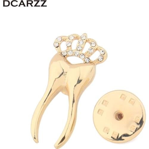 Tooth Pin with Crystals Dentist Jewelry for Medical Doctors/Nurse/Medical Student Brooch Bilogy Gift/Science Gift