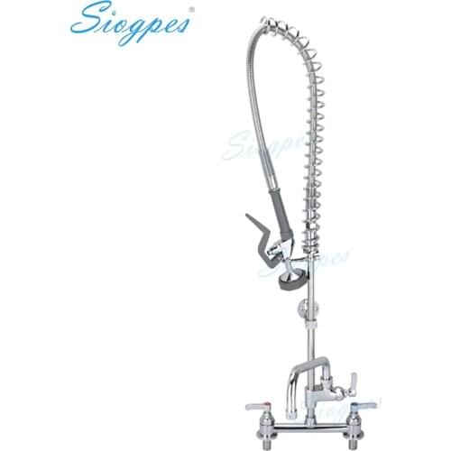 Heavy Duty 8" 203mm Double Handle Double Holes Hot & Cold Deck Mount Commercial Pre-rinse Faucet for Commercial Kitchens