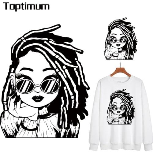 Cool Girl Heat Transfer DIY Thermal Patches Heat Print on T-shirt Dresses Iron on Patches for Girl Clothes Washable Appliques