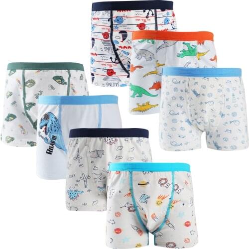 New 7pcs Boys Panties Cartoon Boxers Dinosaur Briefs Kids Reusable Underpants Cotton Underwear Toddler Printed Soft Home Bottoms