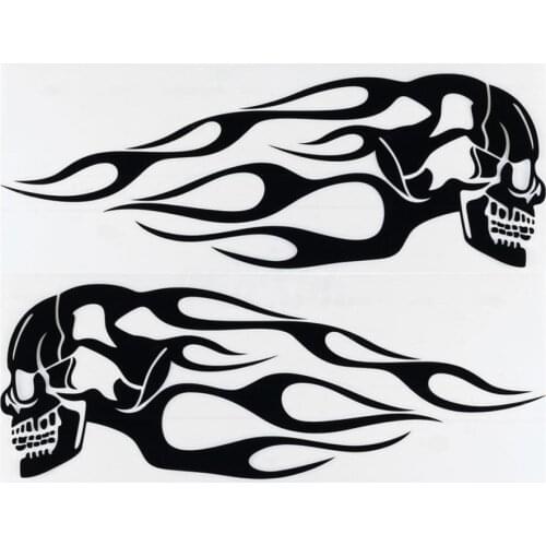 2Pcs Universal Motorcycle Motorbike Gas Tank Skull Flame Decals Sticker Decor car accessories наклейки на авто наклейки