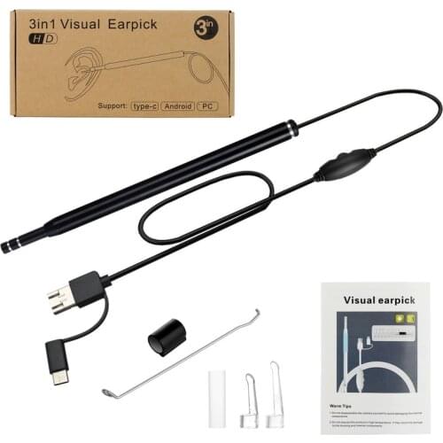 Ear Otoscope Megapixels Ear Scope Inspection Camera 3 in 1 USB Ear Digital Endoscope Earwax Cleansing Tool with 6led