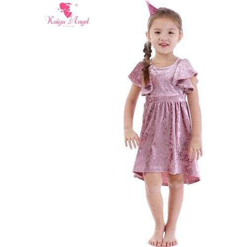 Kaiya Angel Adorable Baby Pink Velvet Dress Toddler Girl Spring Summer Dresses Party and Wedding Princess Dress for Children