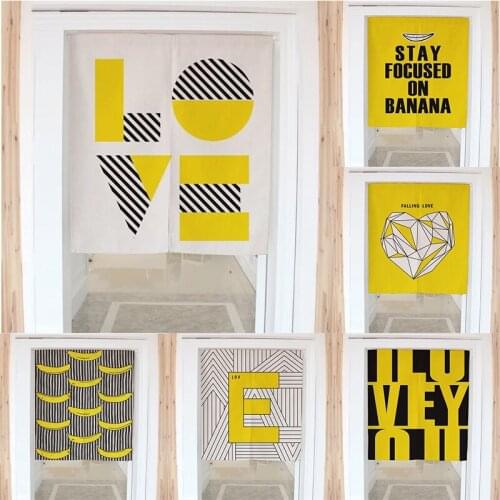 Geometric Letter Cotton Linen Bedroom Half Panel Curtain Blackout Curtain Shower Toilet Geomantic Partition Curtain