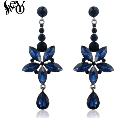 VEYO Crystal Drop Earrings For Women New Fashion Boutique Rhinestone Five Pointed Star Dangle Earrings Wholesale