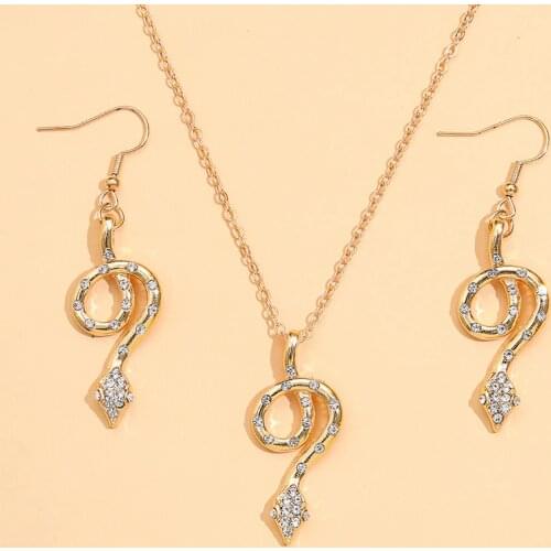 Aprilwell Gold Color Snake Shinny Pendant Necklace And A pair Drop Earrings 2021 Jewelry Sets Lady Trendy Accessories