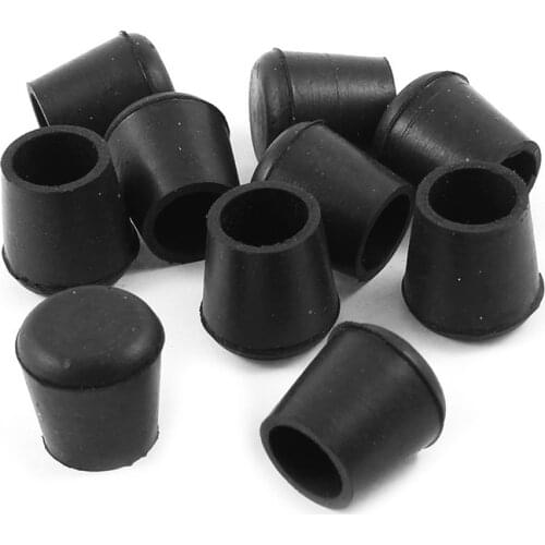10 Pcs Rubber Cone Shape Desk Feet Protector Chair Leg Tip Pad Black