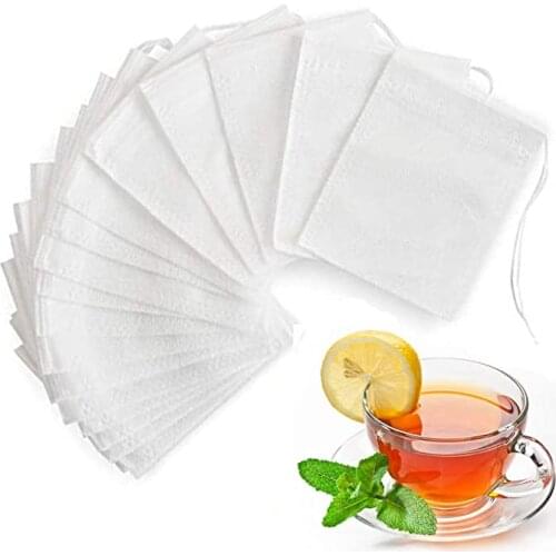 100 Pcs Disposable Non-woven Fabric Tea Mesh Bag with Drawstring, Moisture-proof Food Grade Filter Cloth Chinese Medicine Bag