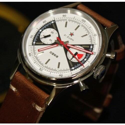 1963 Panda Watch Men 40mm Pilot Chronograph Watches St1901 Hand Wind Mechanical Wristwatches Retro Air Force Luminous Clocks