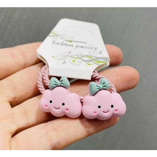 2Pcs Rainbow Lollipop Crown Hair Accessories Children Rubber Bands Scrunchies Elastic Hair Bands Girls Decorations Ties Gift