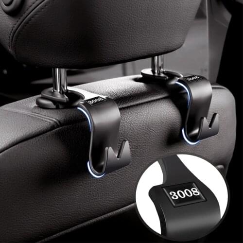 2PCS Car Multifunction hook up Universal Car Seat Back Hooks Hangers For Peugeot 3008 307 206 308 207 406 407 408 Car-styling