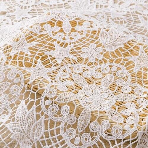 2yards White African Milk Silk Water Soluble Lace Fabric 2019 High Quality Nigerian Guipure Cord Lace Fabric For Wedding Dress