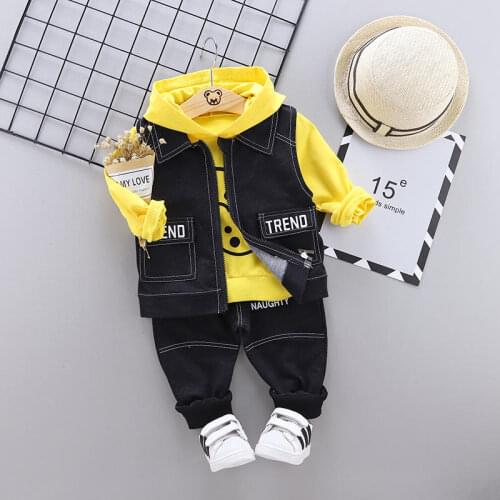 Baby Girls Boys 3pcs Clothing Sets Cartoon Minnie 2020 SPRING Children Vest + Hoodies + Pants Tracksuits Kids Clothes Sport Suit