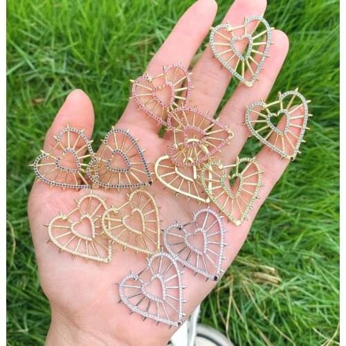 5Pairs New fashion hollow Pave CZ Zirconia heart shape earring cuff ear piercing hoops earrings for lady ladied