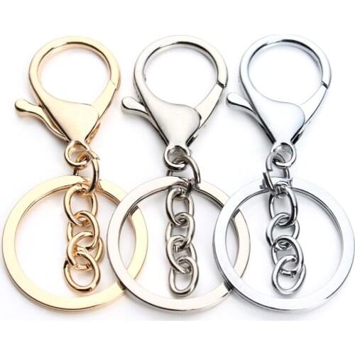 5pcs/lot Gold Rhodium Plated Keychain Key Ring Lobster Clasp Hook Keychain Split Keyring Findings for Diy Jewelry Making