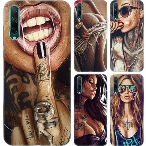 Hot Sexy Sleeve Tattoo Girl Silicone Case for Huawei Honor 9A 9S 9C 9X Lite X10 Max V20 V30 30 30S Play 3E 4T Pro Plus 5G Cover