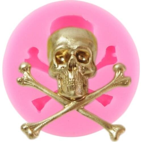 Skull Bones Silicone Molds Halloween Cupcake Topper Fondant Cake Decorating Tools Polymer Clay Candy Chocolate Gumpaste Moulds