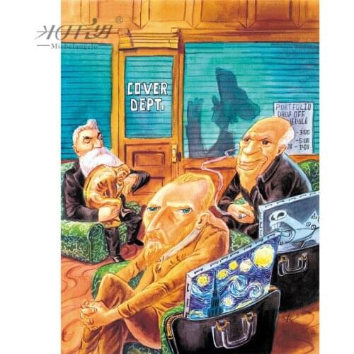 Michelangelo Wooden Jigsaw Puzzle 500 1000 Piece Dialogue of Three Giants by Vincent van Gogh Painting Art Educational Toy Decor