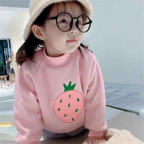 Girls plus fleece sweater 2020 new autumn and winter clothes childrens thickened baby tops warm childrens clothing