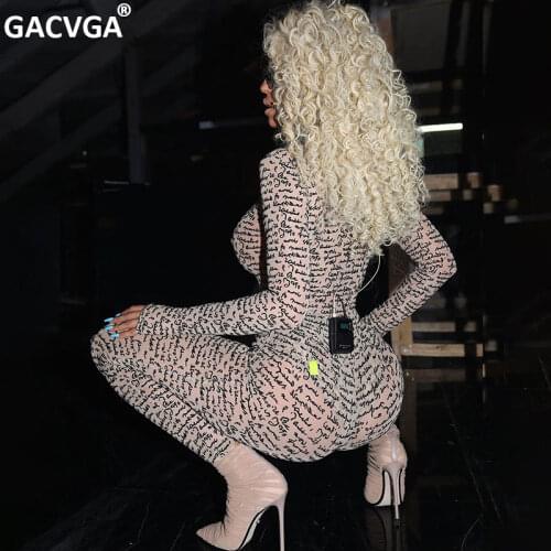 GACVGA Fashion Printed Two Piece Outfits Club Wear Celebrity Inspired Sexy Matching Sets Women Bodysuit and Leggings Set