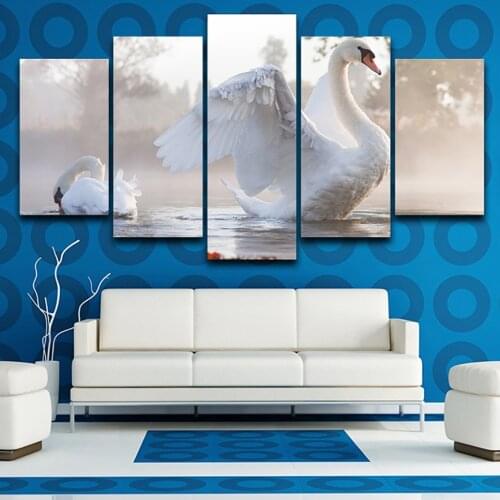 HD Printed Modern Wall Art Painting On Canvas 5 PiecePcs Swan Animal Modular Picture Home Decoration Posters Frame Living Room