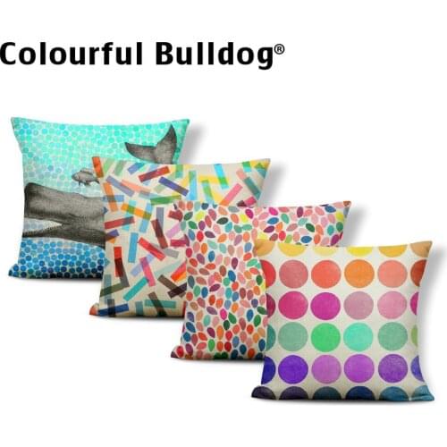Imagine Cushion Polka Pillows Covers Chinese Traditional Settee Home Accessories Geometry Throw Pillow Cases Dot 45X45Cm Burlap