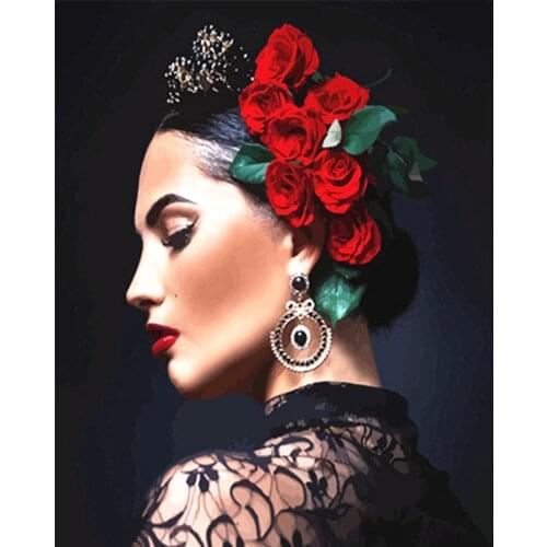 Paints By Numbers Adult Rose woman 40x50 60x75cm Pictures Oil Painting By Numbers Set Gift Coloring By Numbers Canvas Wall Set