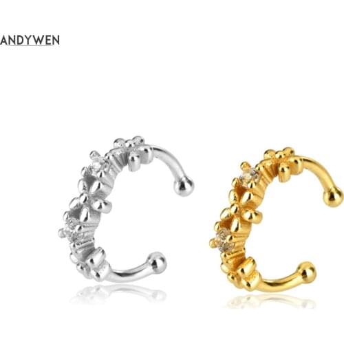 Kikichicc 925 Sterling Silver Flower Zircon CZ Earcuff Piercing Ear Cuffs Earring 2020 No Piercing Clips Jewelry 2020 Rock Punk