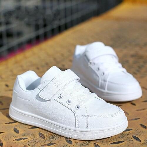 New Kids White Shoes Sneakers For Boy Girls Trainers Children Leather Shoes White Black Summer Mesh School Running Sports Shoes