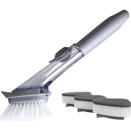 Kitchen Versatile Cleaning Brush Scrubber Dish Bowl Washing Sponge Automatic Liquid Dispensing for Pot Pan Sink Dishes 4Pcs