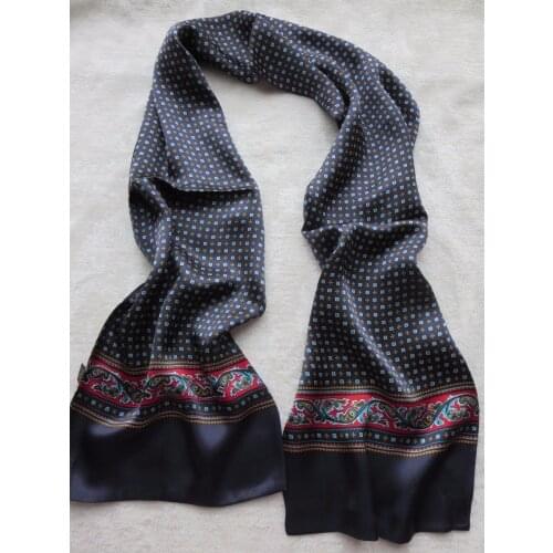 Mens 100% Pure Silk Scarf Double Layer silk Neckerchief Fashion Print Flower Elegant 5Colors